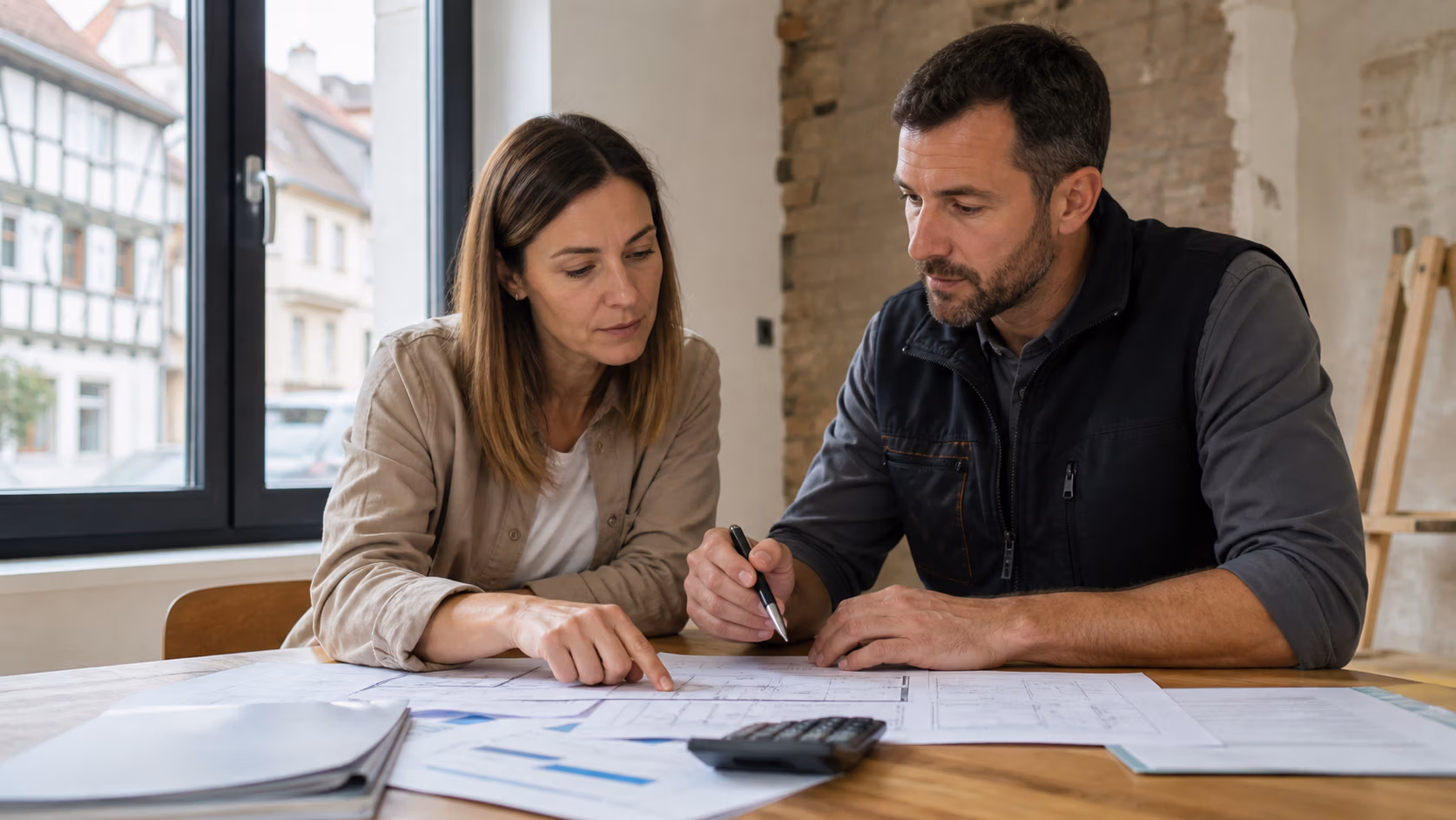 Éco-PTZ et TVA à 5,5 % en 2026 : financer ses travaux 1 Éco-PTZ TVA 5,5 2026 : propriétaire et artisan comparant le financement des travaux